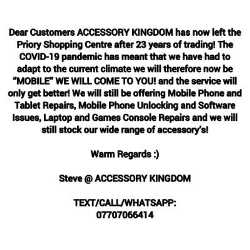 Accessory Kingdom Mobile Phone, Tablet, iPad, Laptop,Game Console Repairs & Unlocking, Dartford opening hours