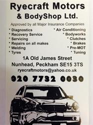 Ryecraft Motors & Bodyshop Ltd, London opening hours