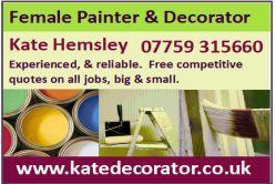 Kate Hemsley - Painter & Decorator, Nottingham opening hours