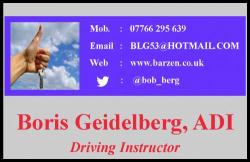 Boris Geidelberg, a Driving Instructor (an ADI) in Guildford, opening hours