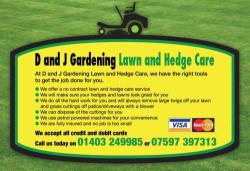 D and J Gardening Lawn and Hedge care, Horsham opening hours