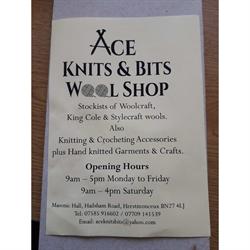 Ace Knits & Bits Woolshop, Hailsham opening hours