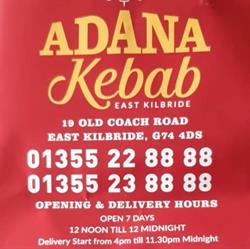 Adana Kebab, East Kilbride opening hours